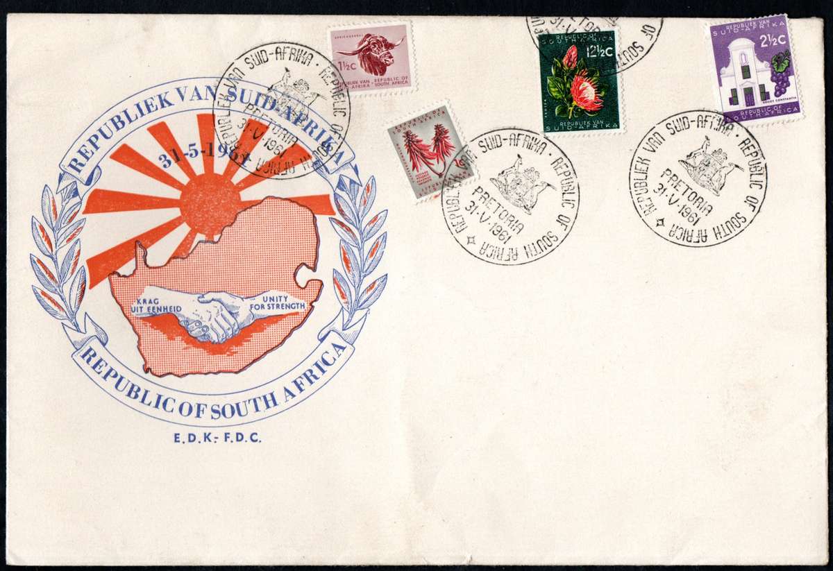 RSA 1961 NEW REPUBLIC (31 MAY 1961) SELECTION OF (X12) FDCs ETC. CONDITION ETC AS PER SCANS.