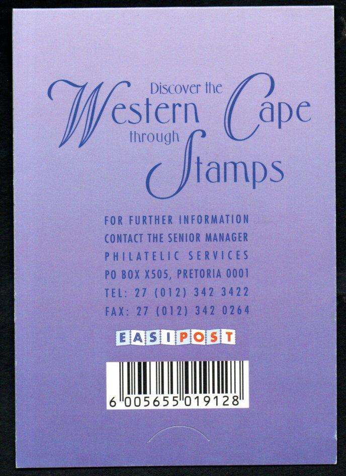 RSA 1998 Explore South Africa mint and complete booklet no 38 Western Cape - CV R500.