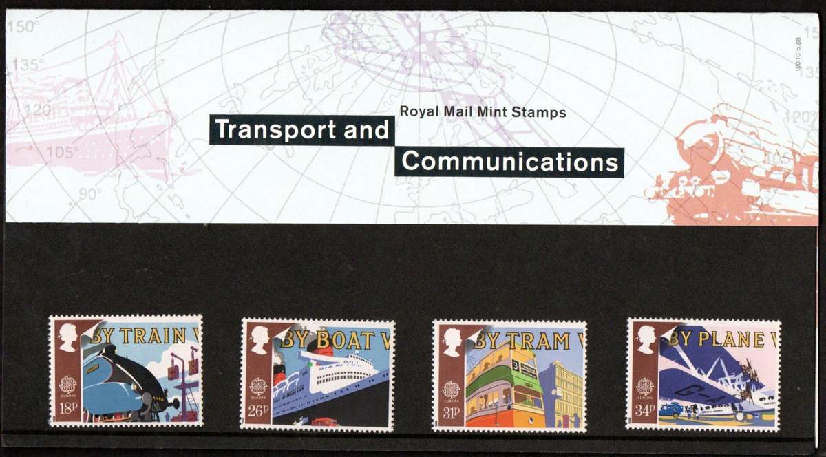 GB 1988 EUROPA. TRANSPORT AND COMMUNICATIONS MINT PRESENTATION PACK NO 190. AS PER SCANS.