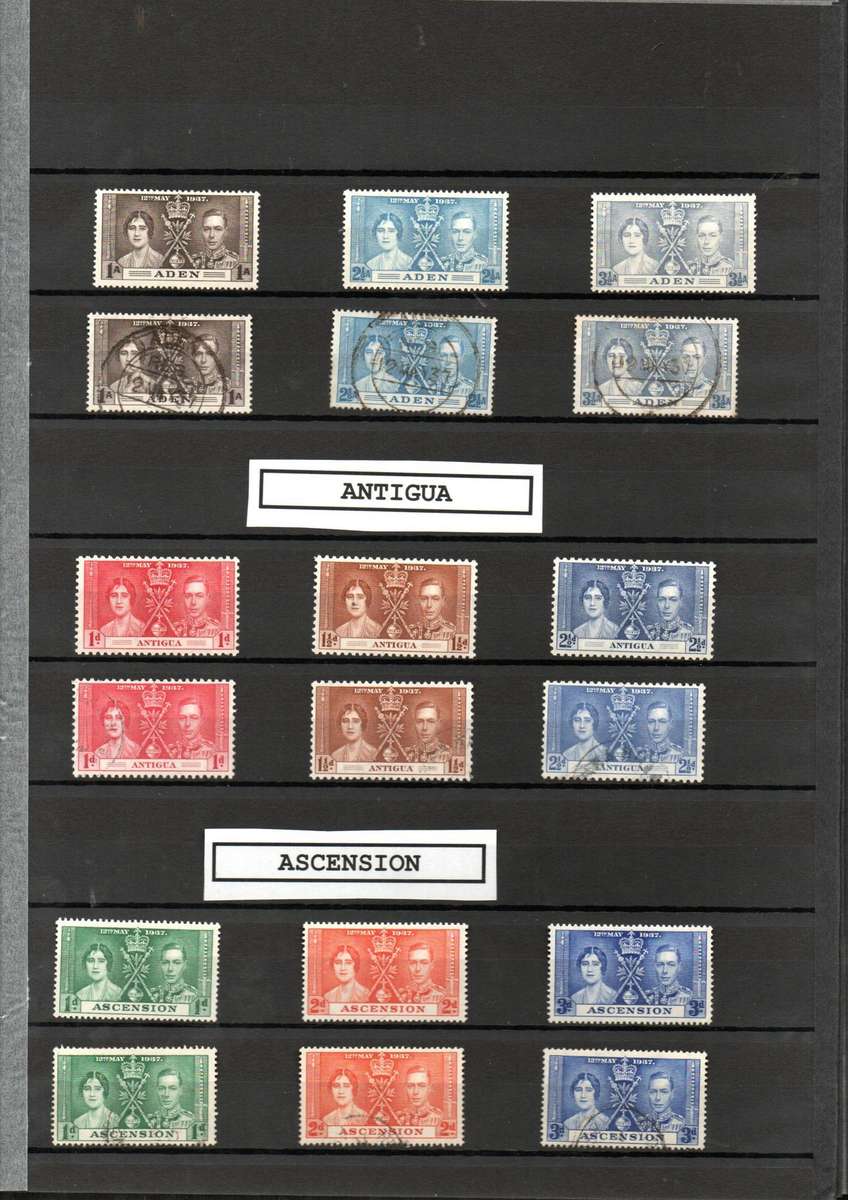 LINDER ALBUM WITH 1937 MINT/USED KGVI CORONATION STAMPS. AS PER IMAGES. NB: PLEASE READ BELOW.