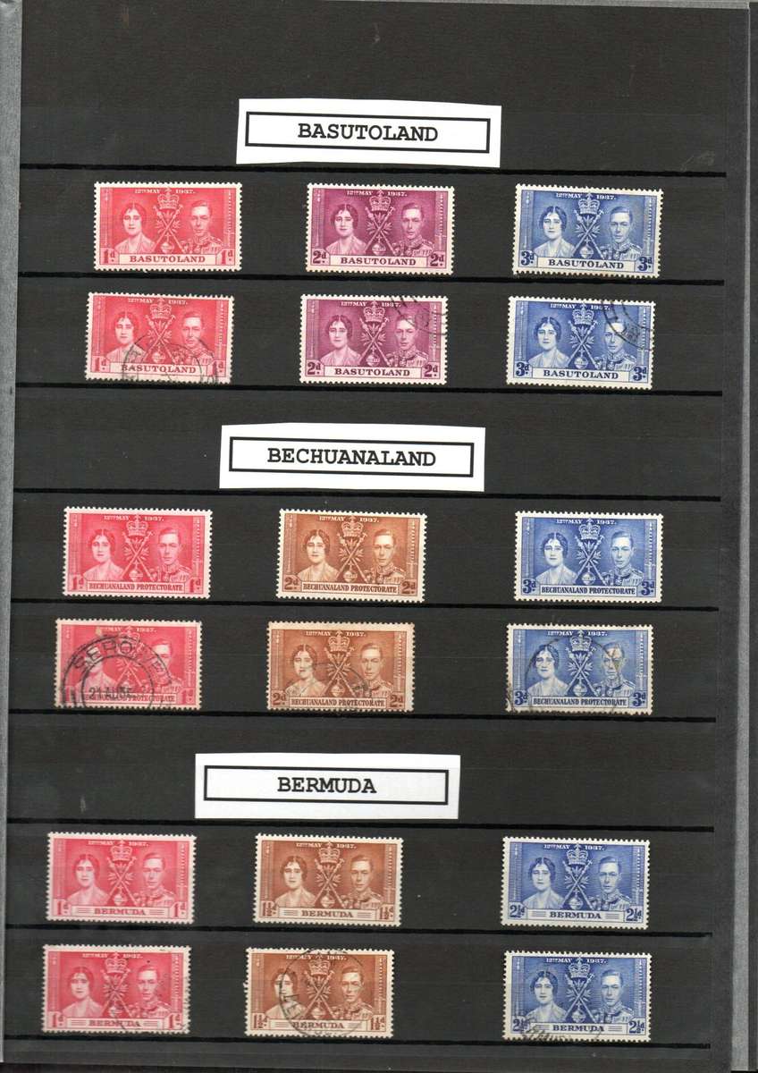 LINDER ALBUM WITH 1937 MINT/USED KGVI CORONATION STAMPS. AS PER IMAGES. NB: PLEASE READ BELOW.