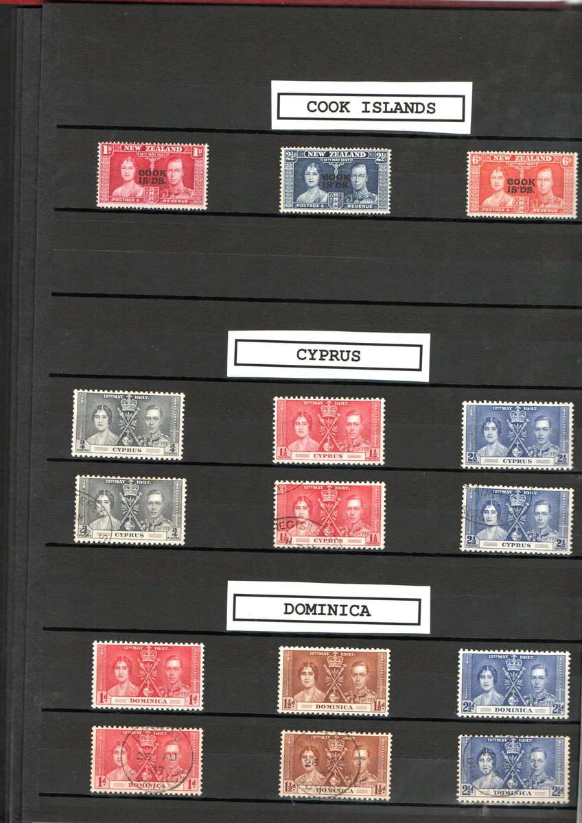 LINDER ALBUM WITH 1937 MINT/USED KGVI CORONATION STAMPS. AS PER IMAGES. NB: PLEASE READ BELOW.