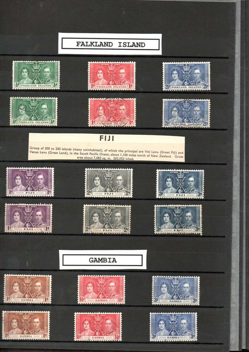 LINDER ALBUM WITH 1937 MINT/USED KGVI CORONATION STAMPS. AS PER IMAGES. NB: PLEASE READ BELOW.