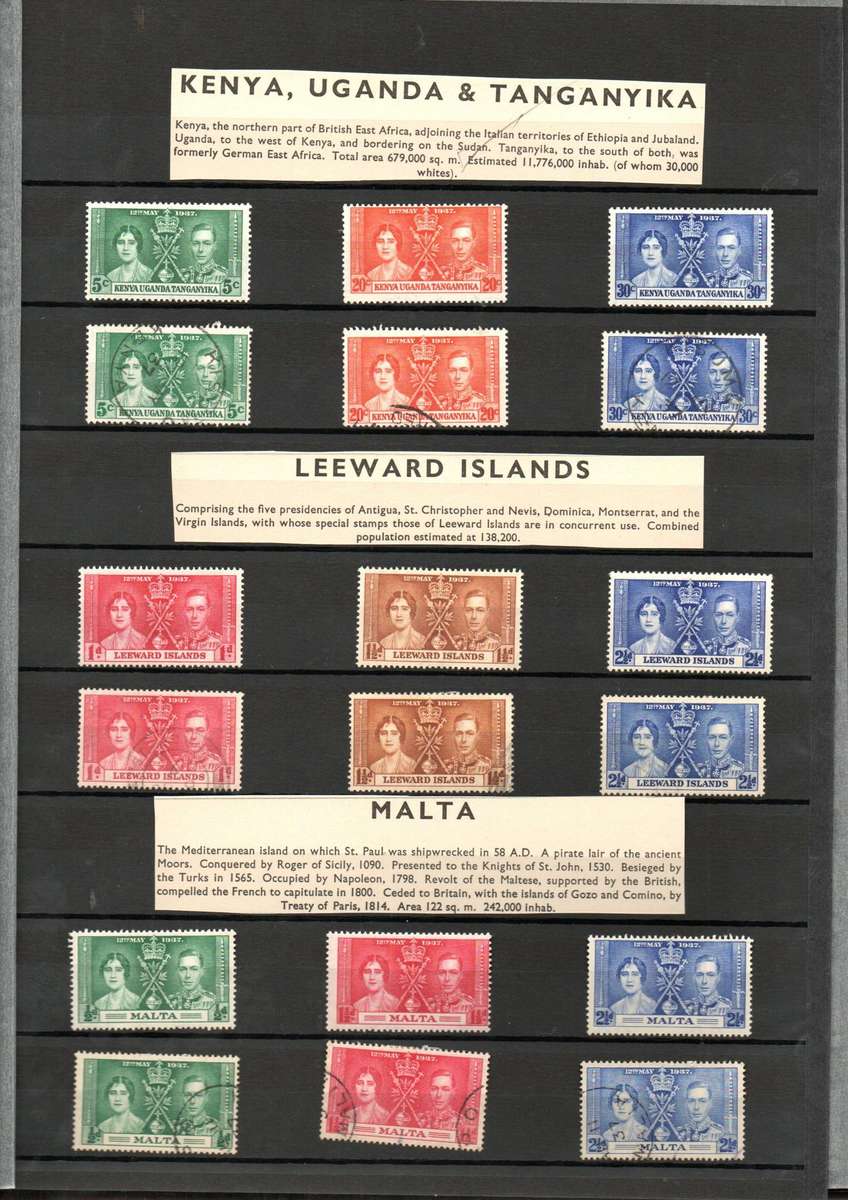 LINDER ALBUM WITH 1937 MINT/USED KGVI CORONATION STAMPS. AS PER IMAGES. NB: PLEASE READ BELOW.