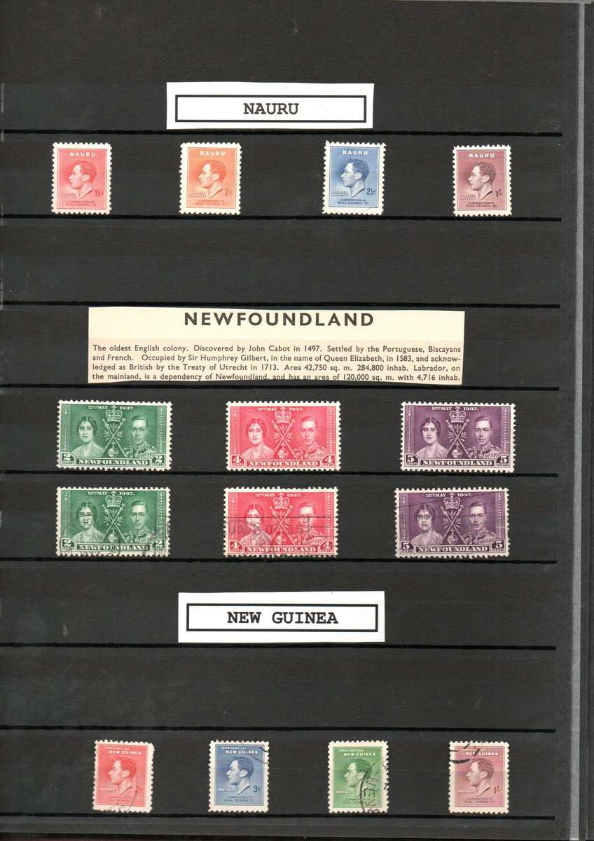 LINDER ALBUM WITH 1937 MINT/USED KGVI CORONATION STAMPS. AS PER IMAGES. NB: PLEASE READ BELOW.
