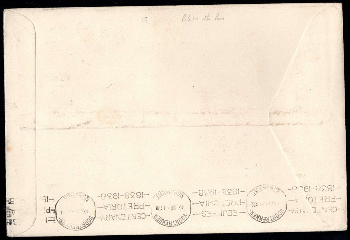 UNION 1938 VOORTREKKER COVER. AS PER SCANS. CAPE TOWN POSTMARKS.