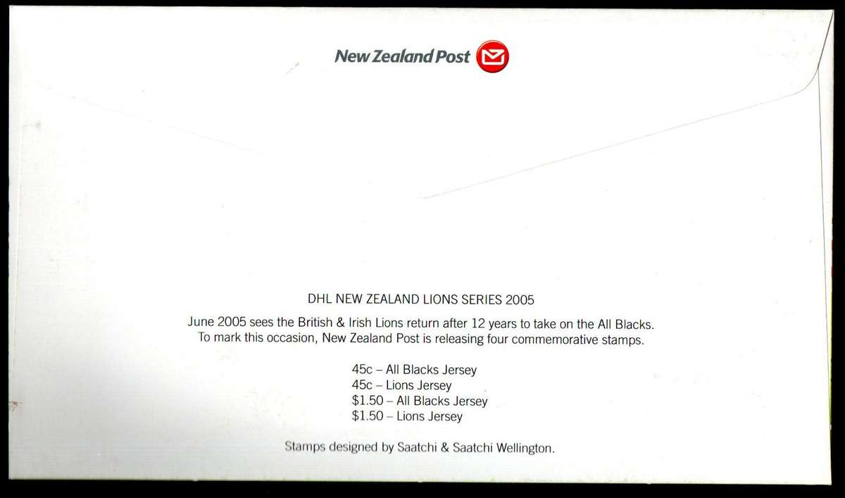 NEW ZEALAND 2005 DHL NEW ZEALAND LIONS SERIES (RUGBY) FIRST DAY COVER. AS PER SCANS. GOOD VALUE.