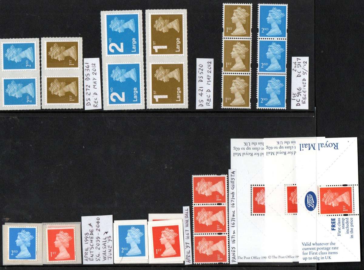 GB LOT OF QEII MACHINS (1ST, 2ND CLASS, SELF-ADHESIVES ETC) MINT/USED. AS PER SCANS.