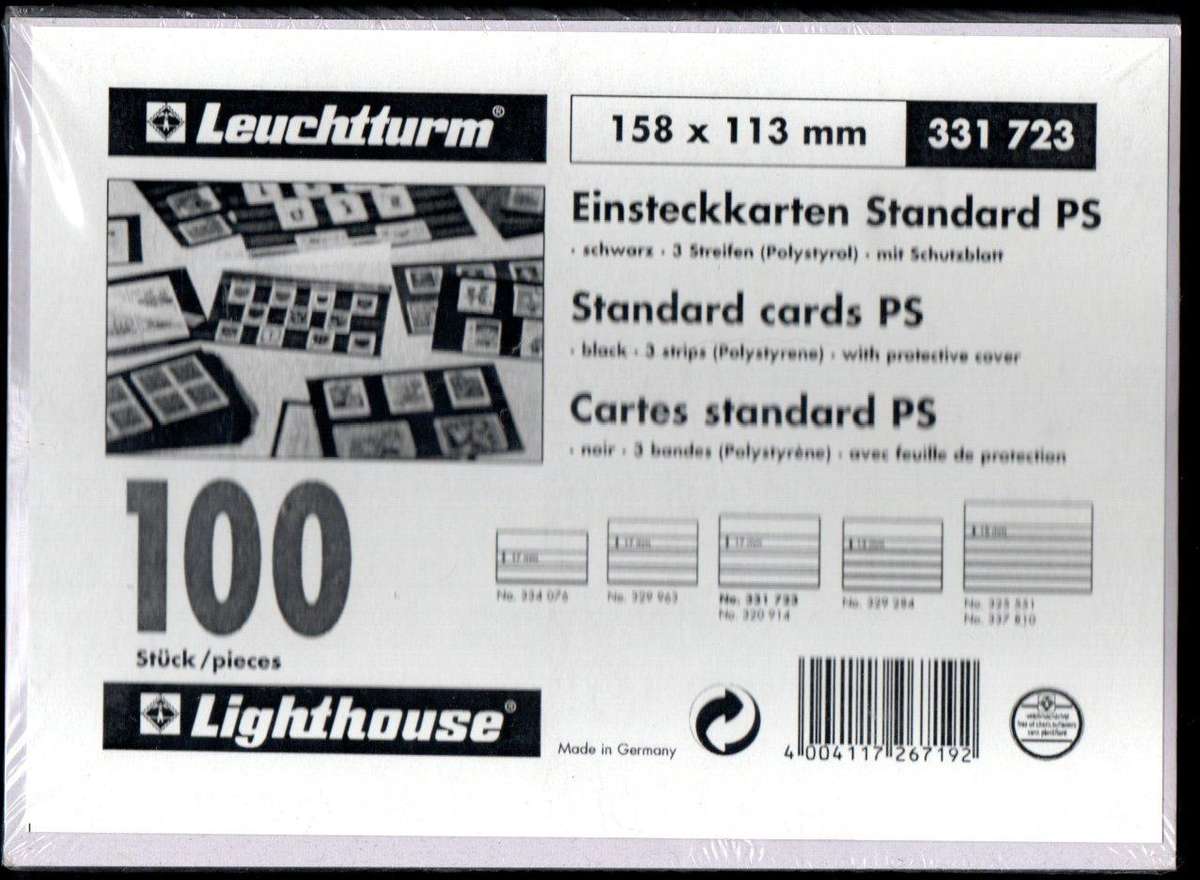Lighthouse (x100) Standard Stock Cards 158x113mm Black Three Strips