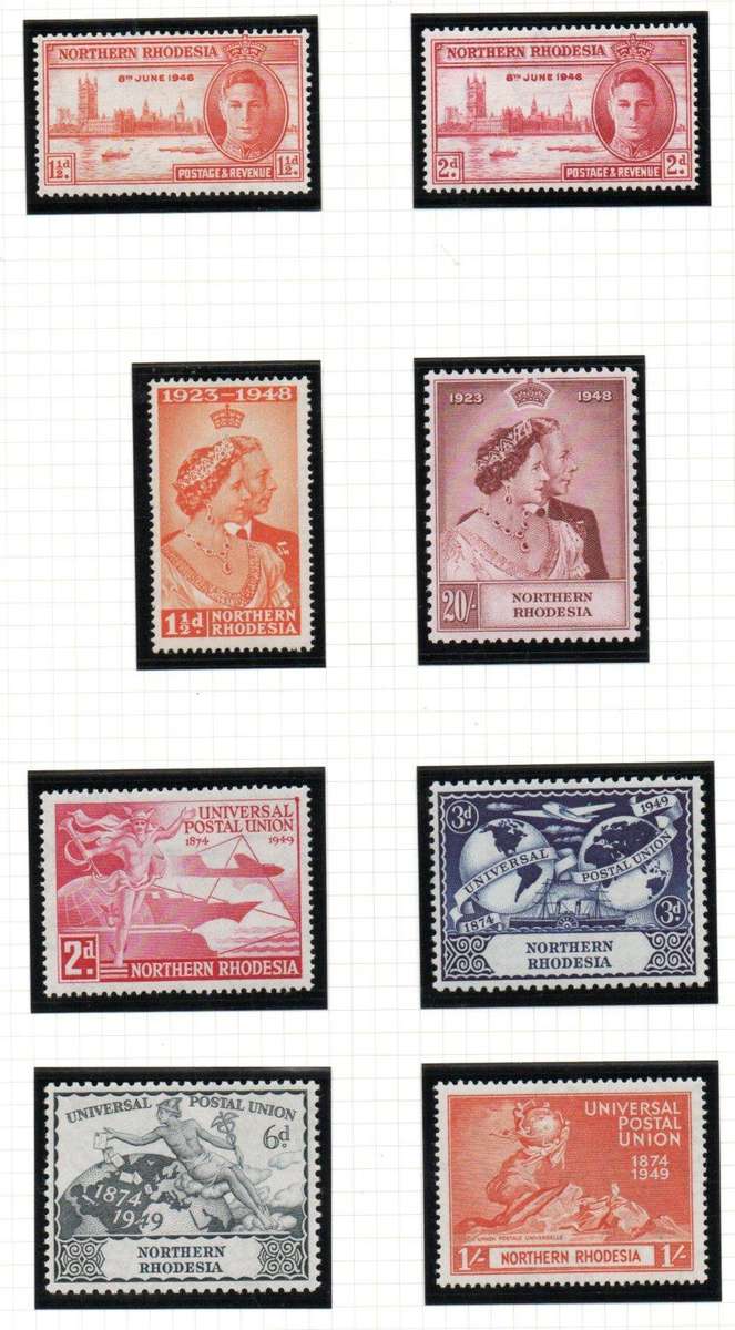NORTHERN RHODESIA 1946 VICTORY SET/1948 ROYAL SILVER WEDDING SET/1949 UPU SET. MMINT. CV GBP 130+