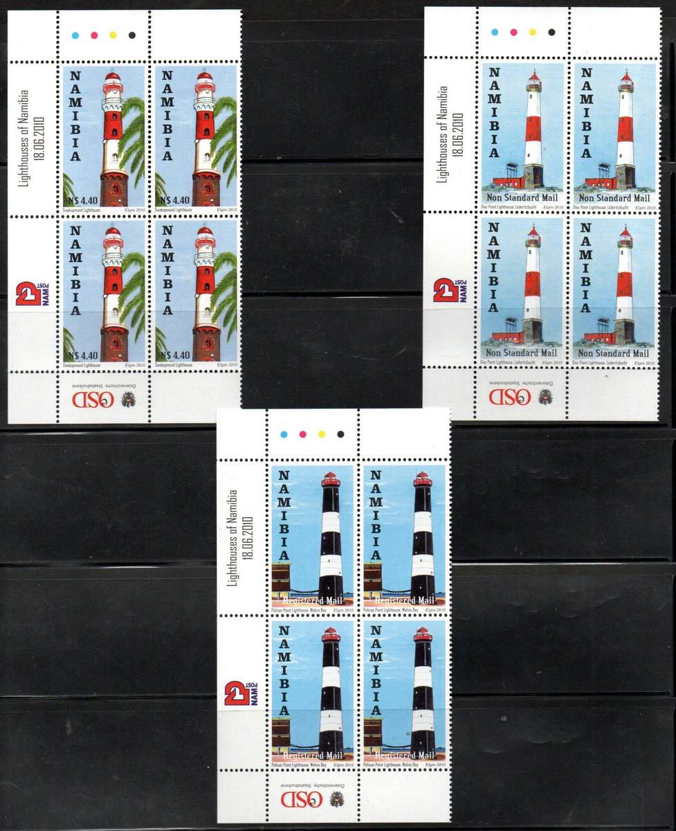 Namibia 2010 lighthouses umm set of (x3) control blks of (x4) SACC703-5 - CV R400.