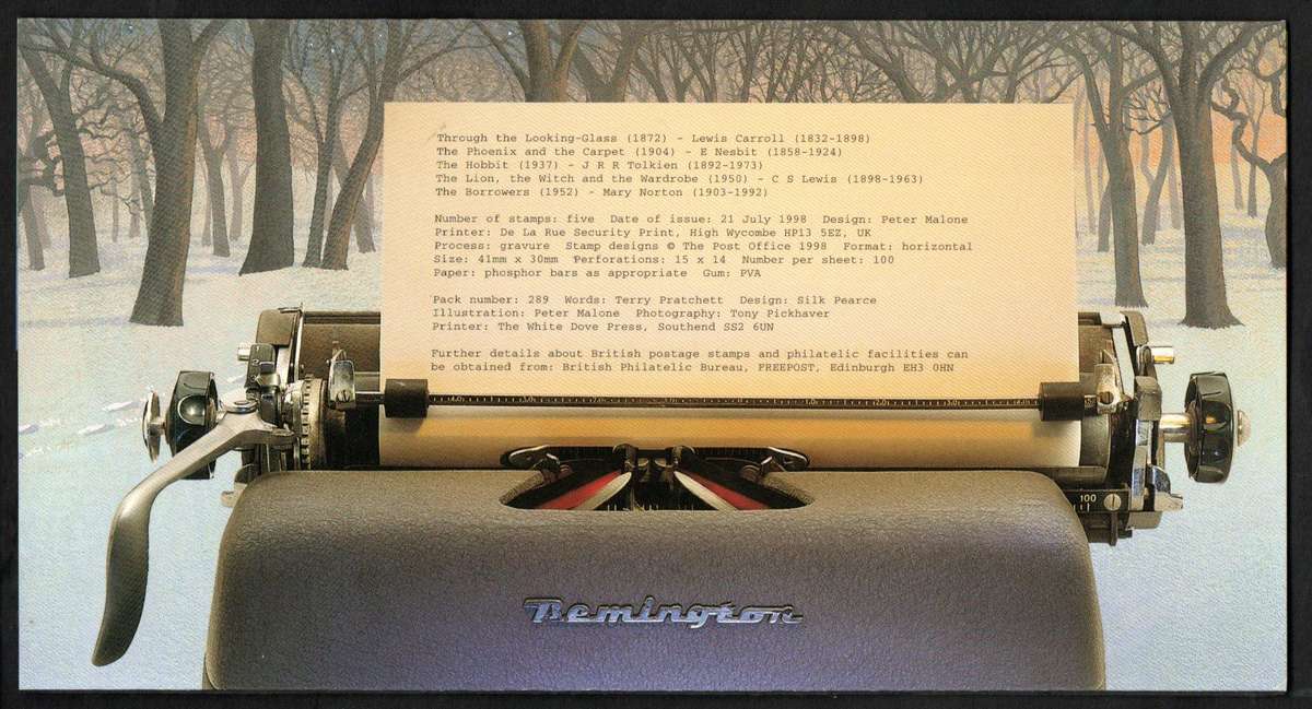 GB 1998 FAMOUS CHILDREN'S FANTASY NOVELS PRESENTATION PACK NO 289 WITH MINT STAMPS. NICE ITEM.