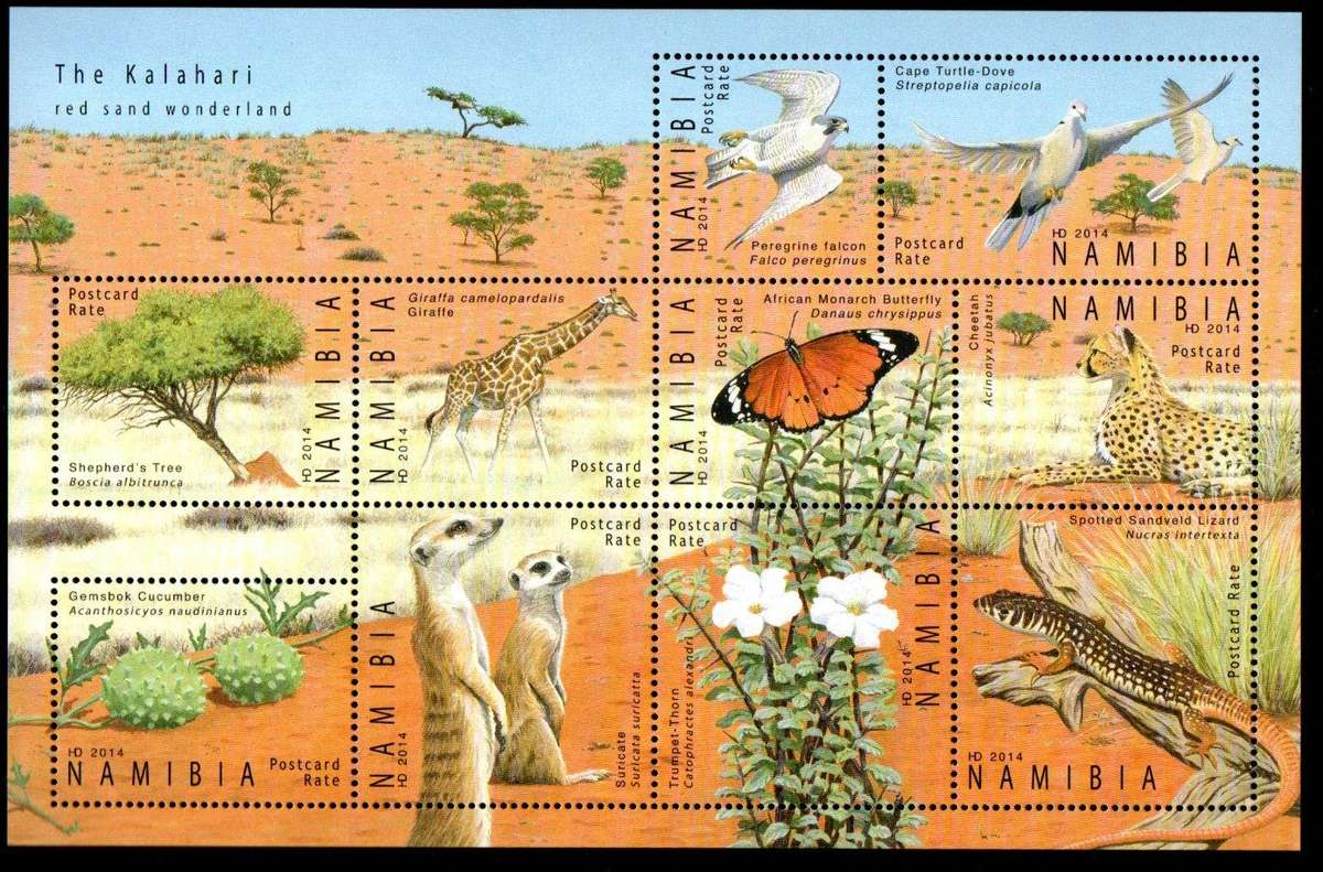 NAMIBIA 2014 THE KALAHARI UMM MINI SHEET. AS PER SCANS. CC813. CV R240. NICE ITEM.