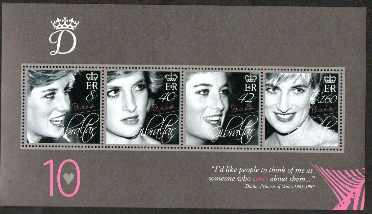 GIBRALTAR 2007 10TH DEATH ANNIV OF PRINCESS DIANA MSHEET UMM.  SGMS1205. CV GBP 8. AS PER SCANS.