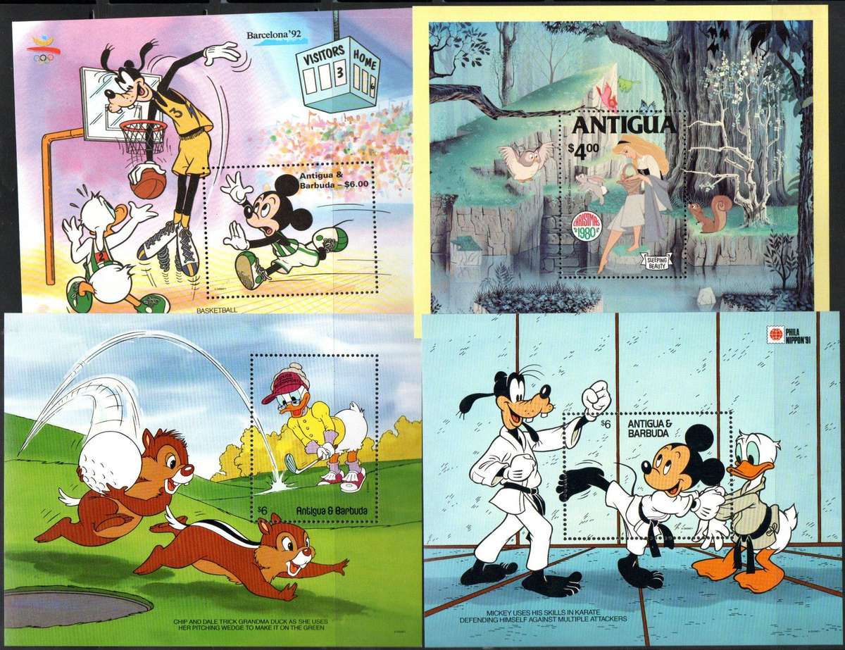 ANTIGUA AND BARBUDA LOT (X20) UMM DISNEY CARTOON THEMED MINI SHEETS. AS PER (X5) SCANS. GOOD VALUE.