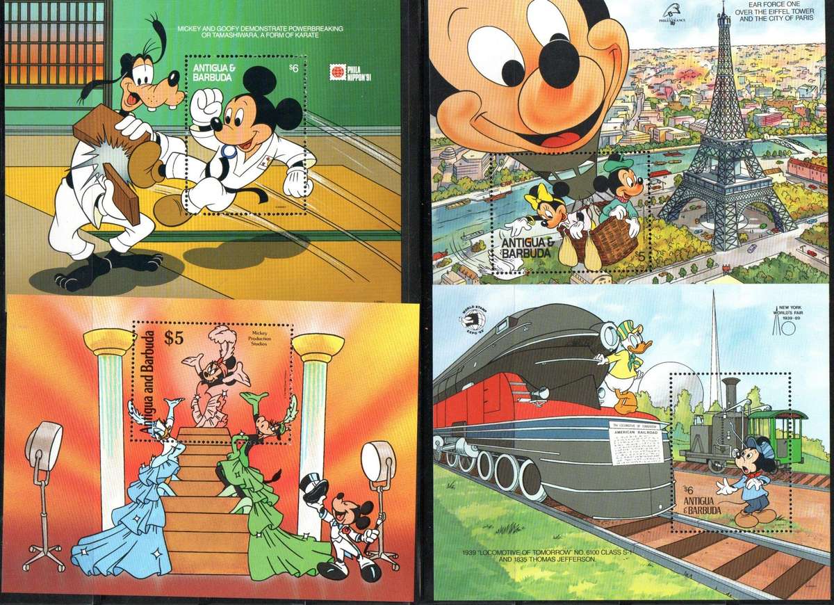 ANTIGUA AND BARBUDA LOT (X20) UMM DISNEY CARTOON THEMED MINI SHEETS. AS PER (X5) SCANS. GOOD VALUE.