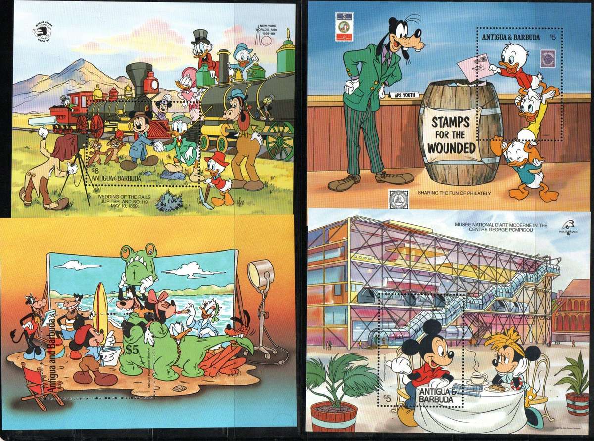 ANTIGUA AND BARBUDA LOT (X20) UMM DISNEY CARTOON THEMED MINI SHEETS. AS PER (X5) SCANS. GOOD VALUE.
