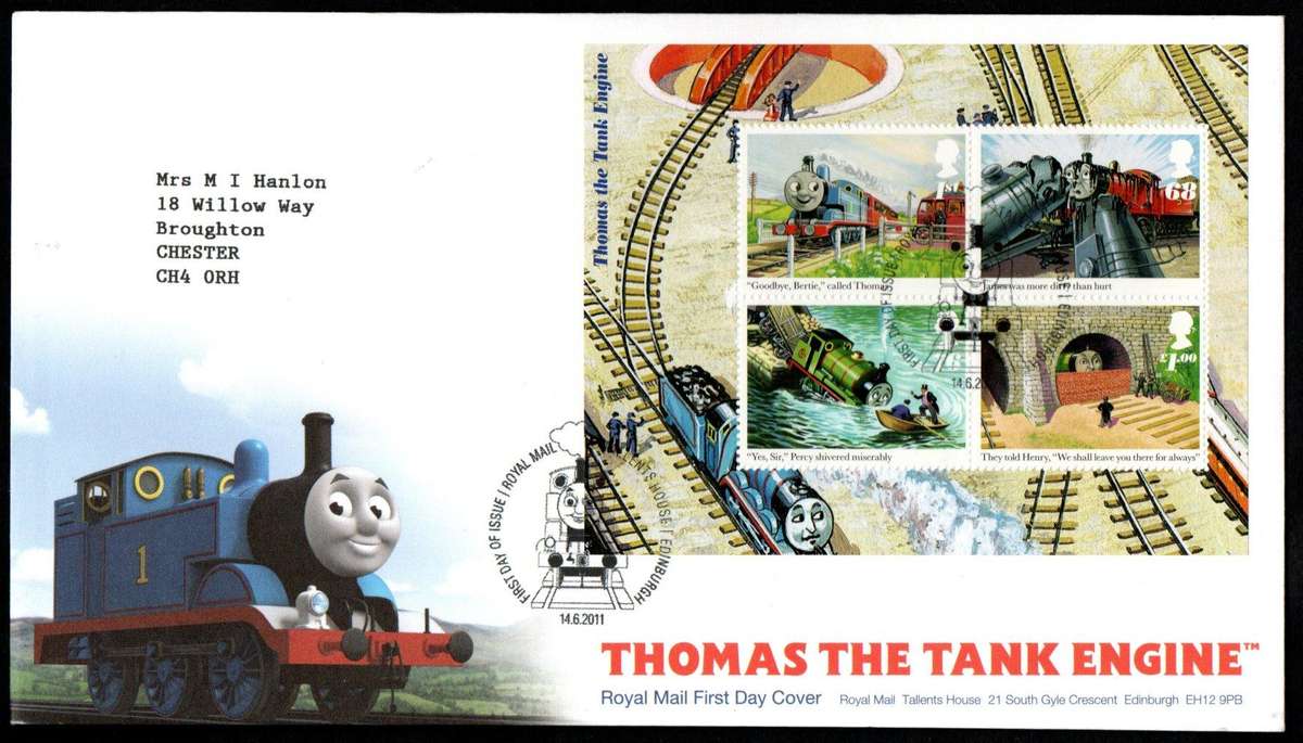 GB 2011 THOMAS THE TANK ENGINE FIRST DAY COVER (TALLENTS HOUSE). AS PER SCANS. GREAT ITEM.
