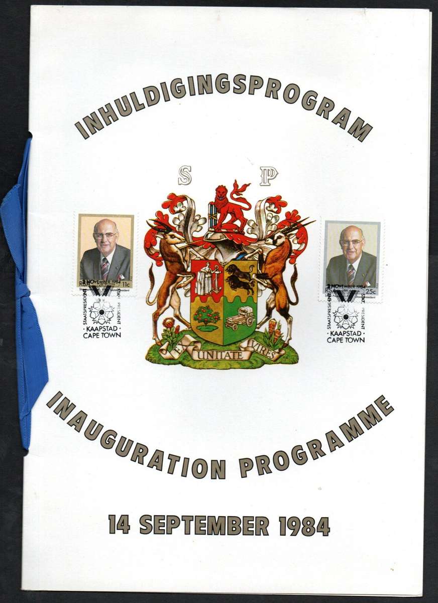 RSA 1984 INAUGURATION OF PRESIDENT PW BOTHA INAUGURATION PROGRAMME. AS PER SCANS. NICE ITEM.