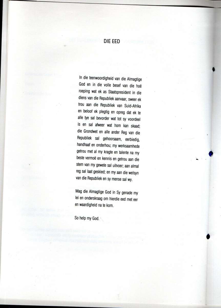 RSA 1984 INAUGURATION OF PRESIDENT PW BOTHA INAUGURATION PROGRAMME. AS PER SCANS. NICE ITEM.