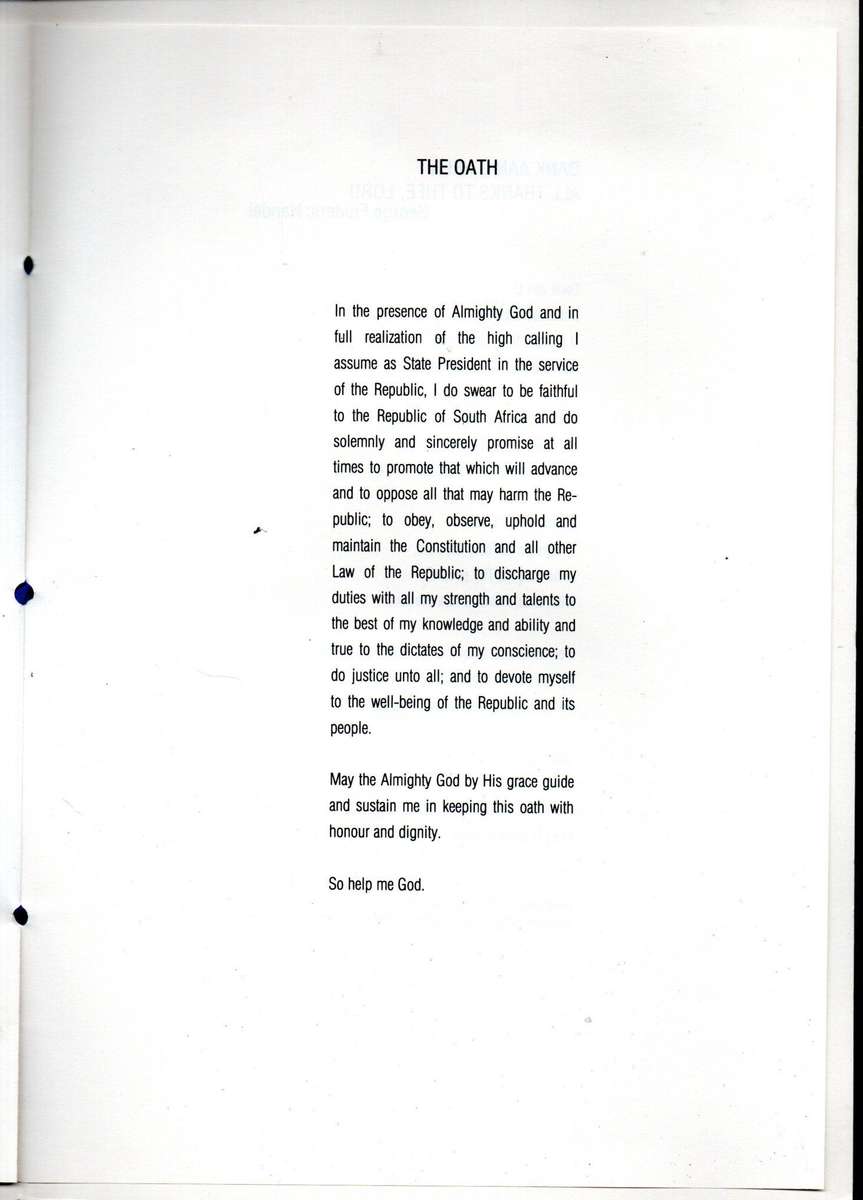 RSA 1984 INAUGURATION OF PRESIDENT PW BOTHA INAUGURATION PROGRAMME. AS PER SCANS. NICE ITEM.