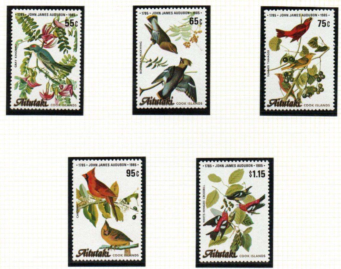AITUTAKI 1985 BICENT OF JOHN J AUDUBON UMM SET OF (X5). SG518-22. AS PER SCANS. CV GBP 7+. NICE SET.