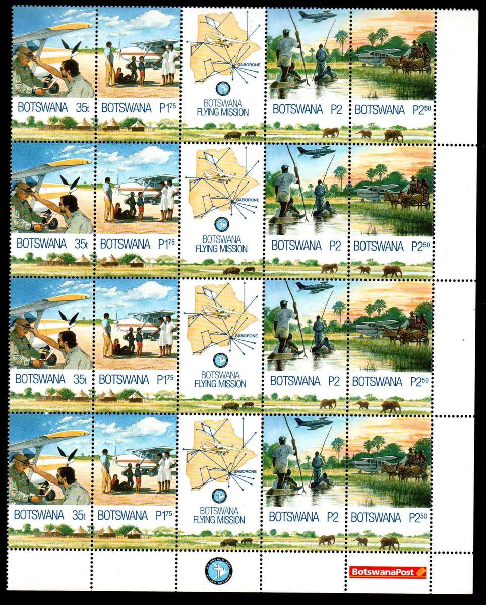 Botswana 2000 Airborne medical service setenant block of (X16) umm. SG929/32. CV GBP 13+.
