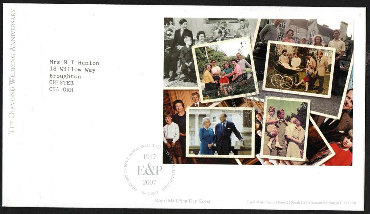 GB 2007 diamond wedding of Queen Elizabeth II and Duke of Edinburgh first day cover (Tallents House)