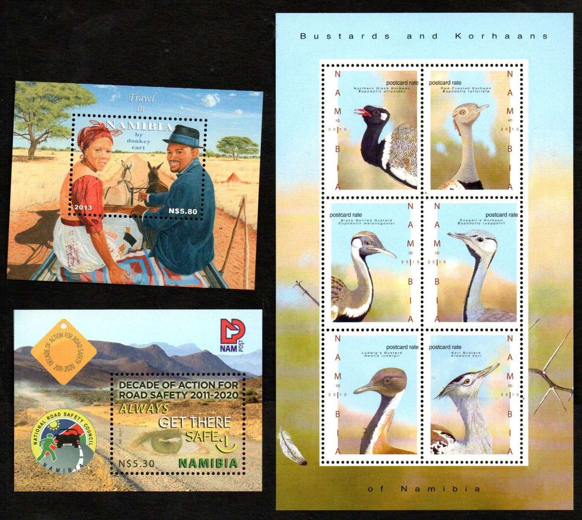 NAMIBIA 2010-13 SELECTION OF (X8) UMM MINI SHEETS. NICE THEMATICS ETC
