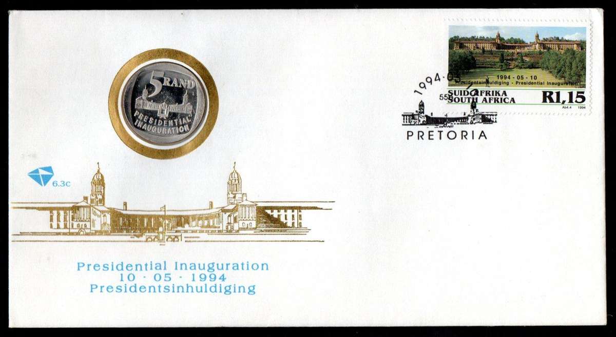 RSA 1994 presidential inauguration (Mandela) coin FDC 6.3c - as per scans.