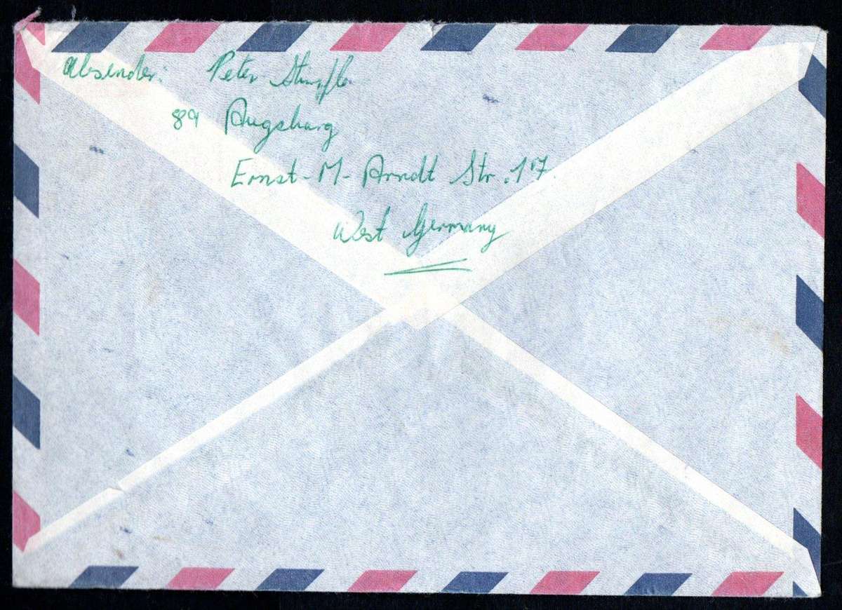 Germany 1974 Nairobi Air crash cover to South Africa with cachet relating to the crash in Kenya.