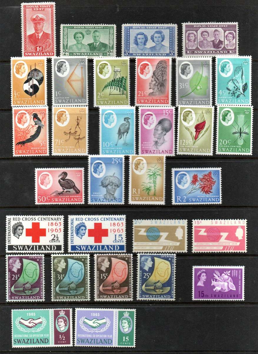 Swaziland 1947/65 selection of umm sets inc 1962 QEII def set of (x16) CC89-104  TOTAL CV R1744.