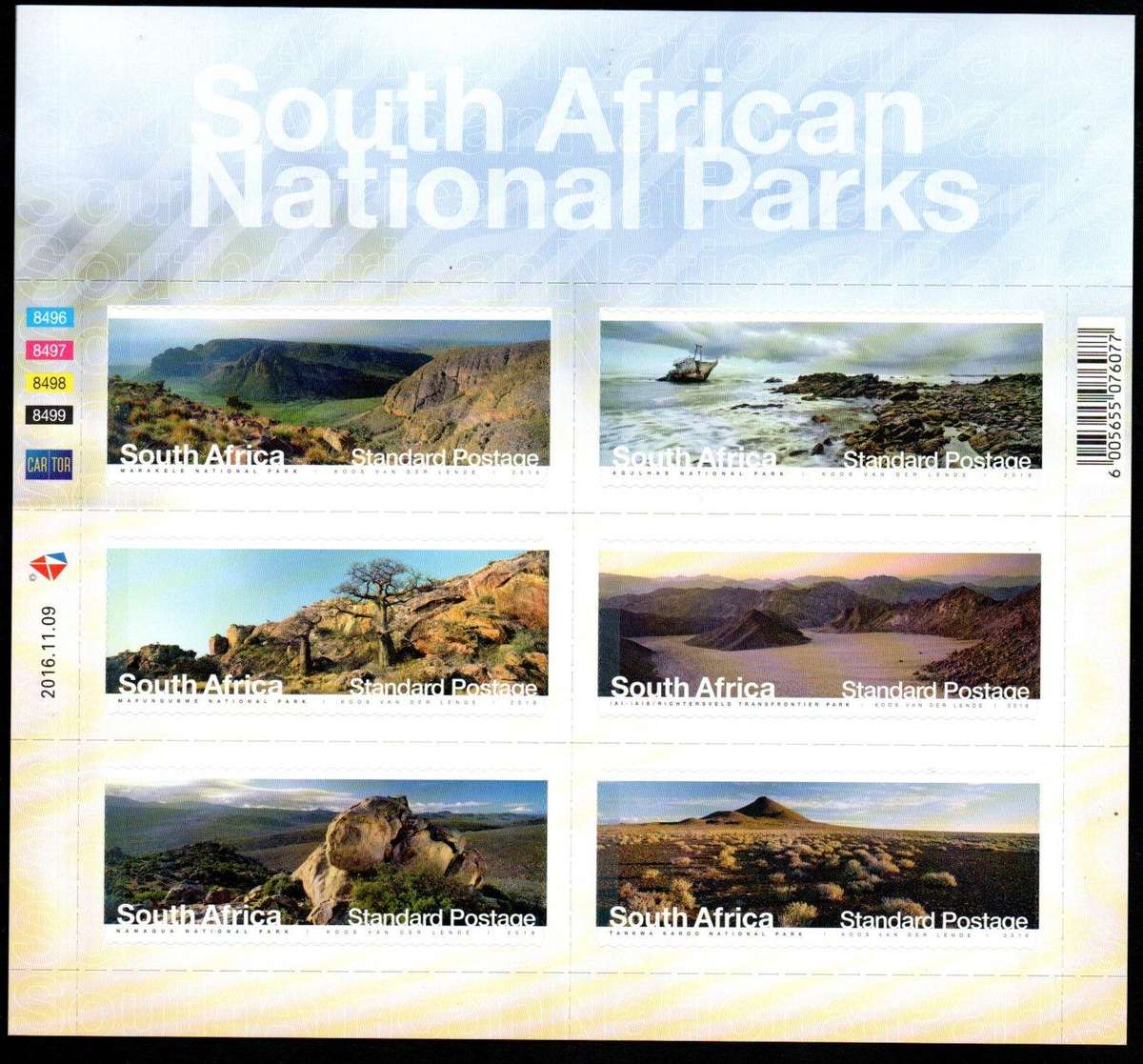 RSA 2016 national parks II self-adhesive sheetlet of (x6) - sacc2295.