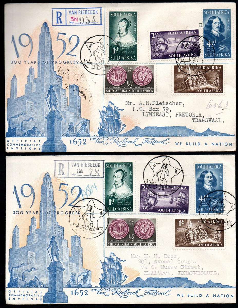 Union 1952 tercentenary of Van Riebeeck selection of (x26) covers - condition etc as per scans.