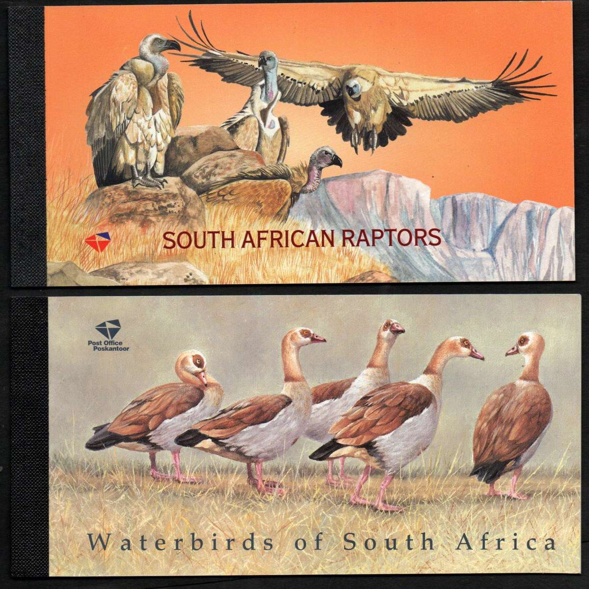 RSA 1997 waterbirds + 1998 SA raptors mint and complete souvenir booklets  CV R640.