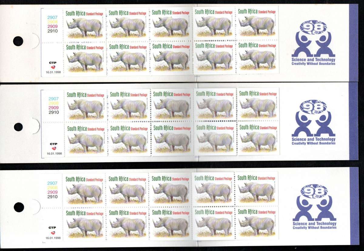 RSA 1998 (x3) mint and complete rhino booklets no 33 - as per scans.