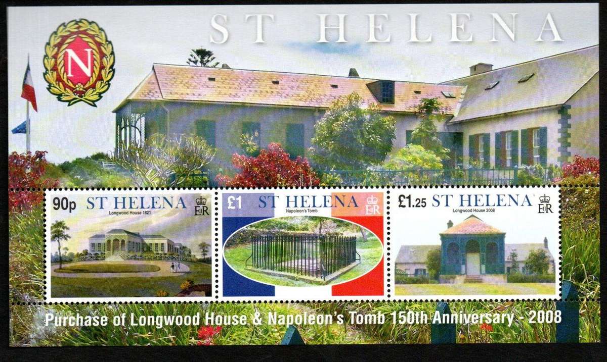 St Helena 2008 ann of purchase of Longwood House + Napoleons Tomb umm msheet  SGMS1053 - CV GBP 13