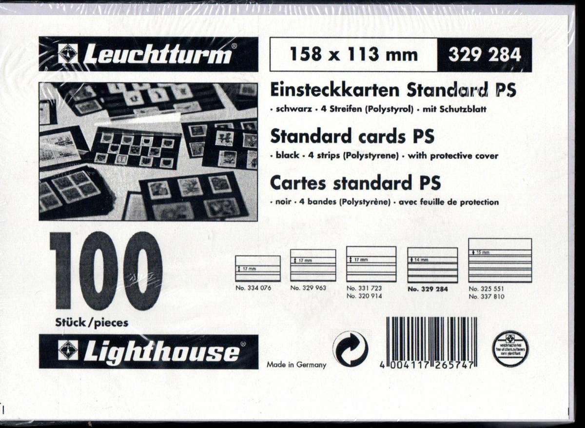 Lighthouse (x100) Standard Stock Cards 158x113mm Black Four Strips