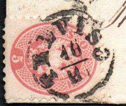 Italy 1866 scarce letter from Treviso to Rovigo - 'Distribuzione 1' cachet + 'Rovigo' arrival cachet