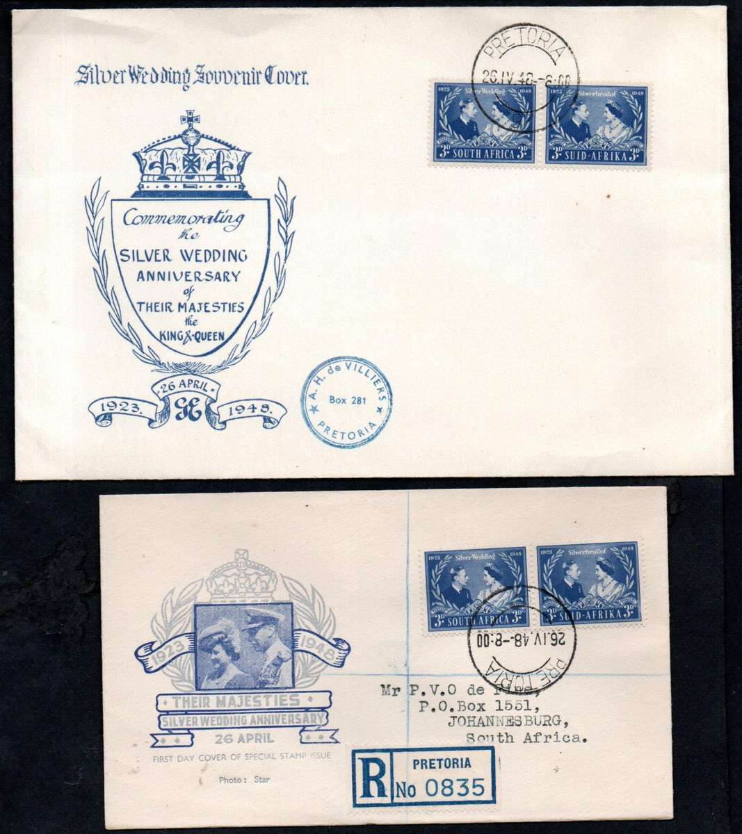 UNION 1948 ROYAL SILVER WEDDING SELECTION OF (X21) COVERS. AS PER SCANS. NICE LOT.
