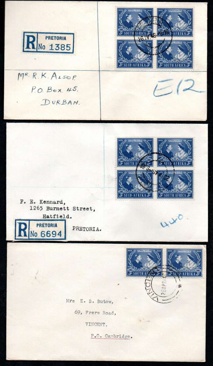 UNION 1948 ROYAL SILVER WEDDING SELECTION OF (X21) COVERS. AS PER SCANS. NICE LOT.