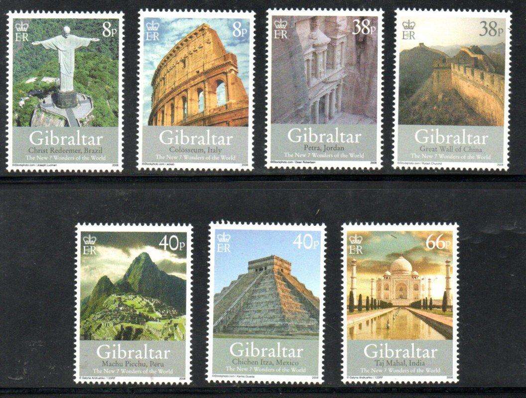Gibraltar 2008 The new Seven Wonders of the World umm set of (x7)  SG1279-85  CV GBP 10.