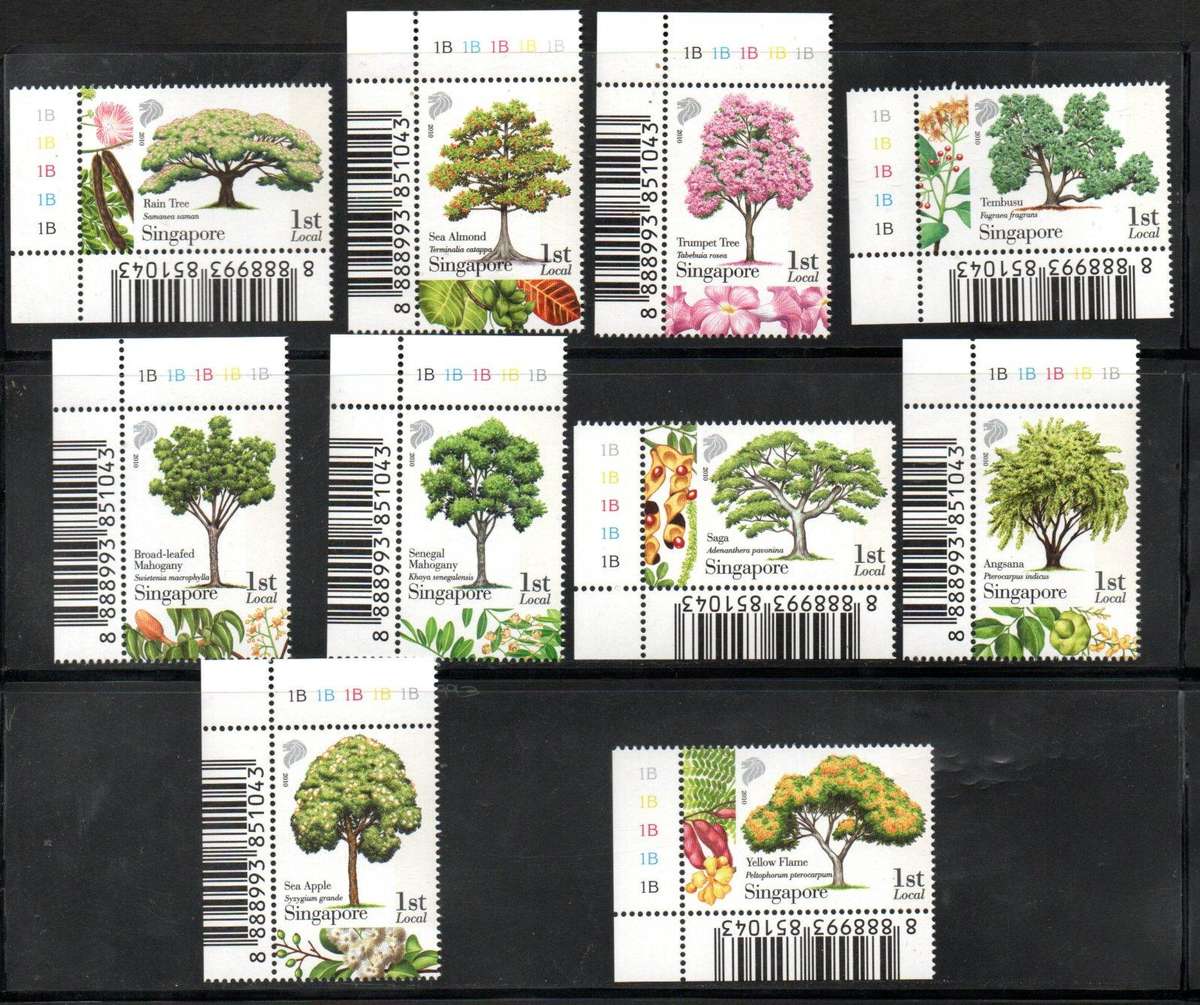 Singapore 2010 know 10 trees umm set of corner singles (ordinary gum)  SG1908-17.