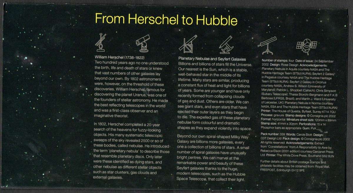 GB 2002 Astronomy presentation pack no 339  CV GBP 11.