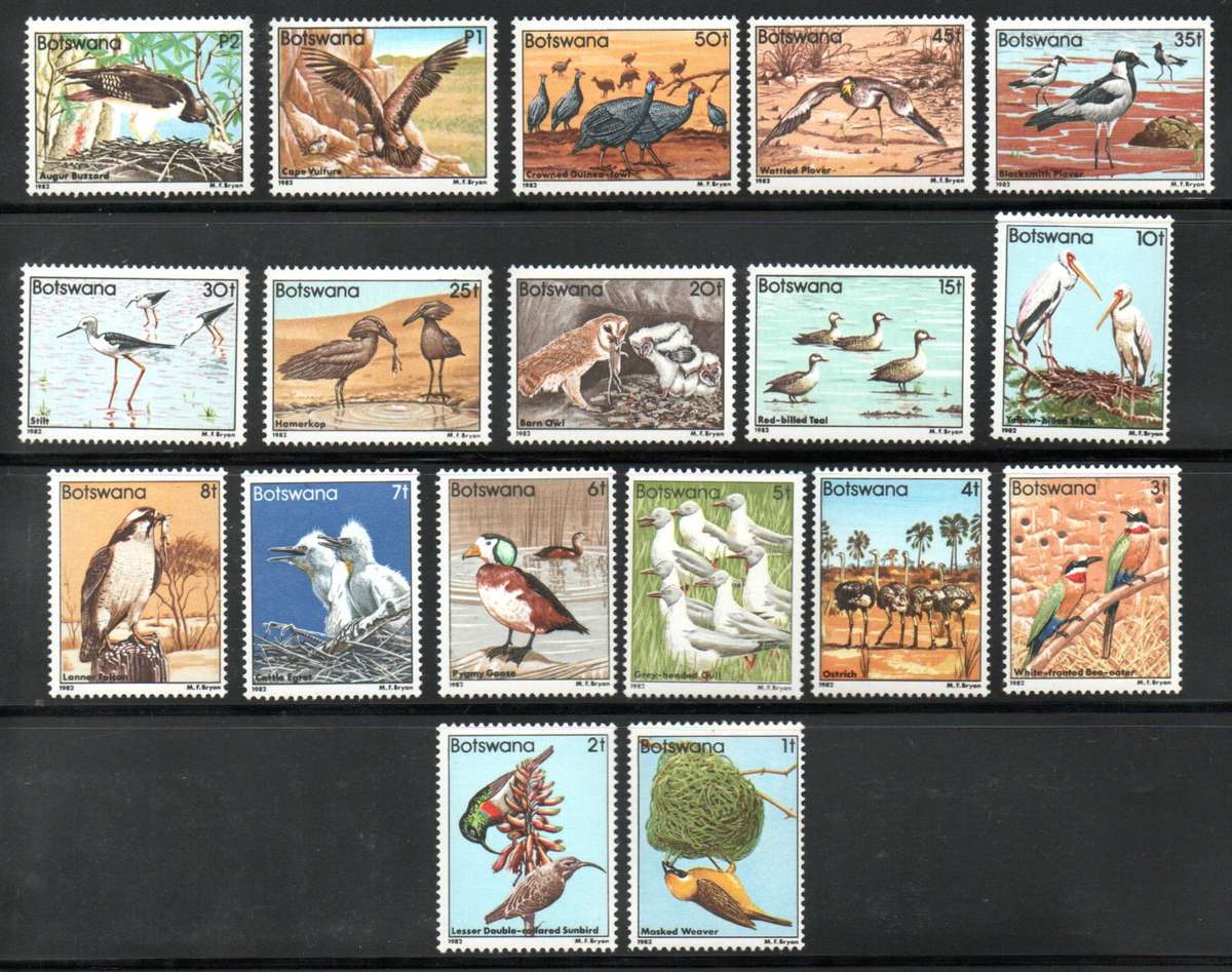 Botswana 1982 birds umm set of (x18) singles - SG515/32 - CV GBP 50.