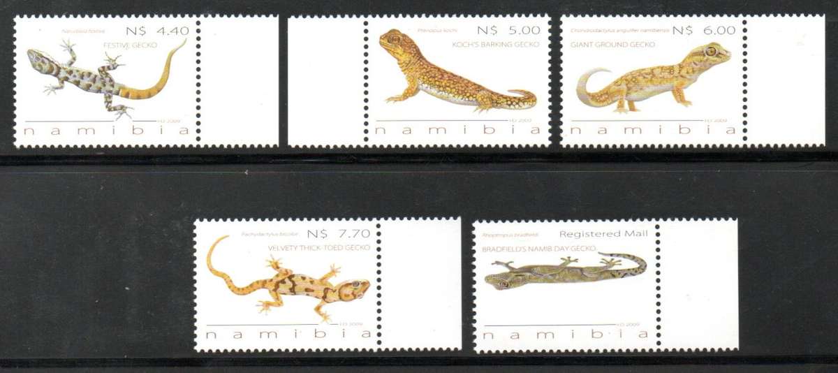 Namibia 2009 geckos set of (x5) - SACC668-672 - as per scans.