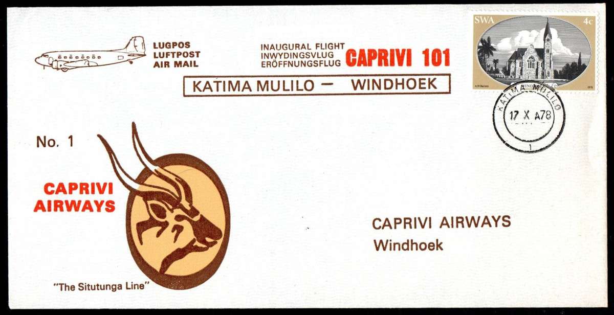 SWA/Namibia selection of (x6) flight covers/cards - as per scans.