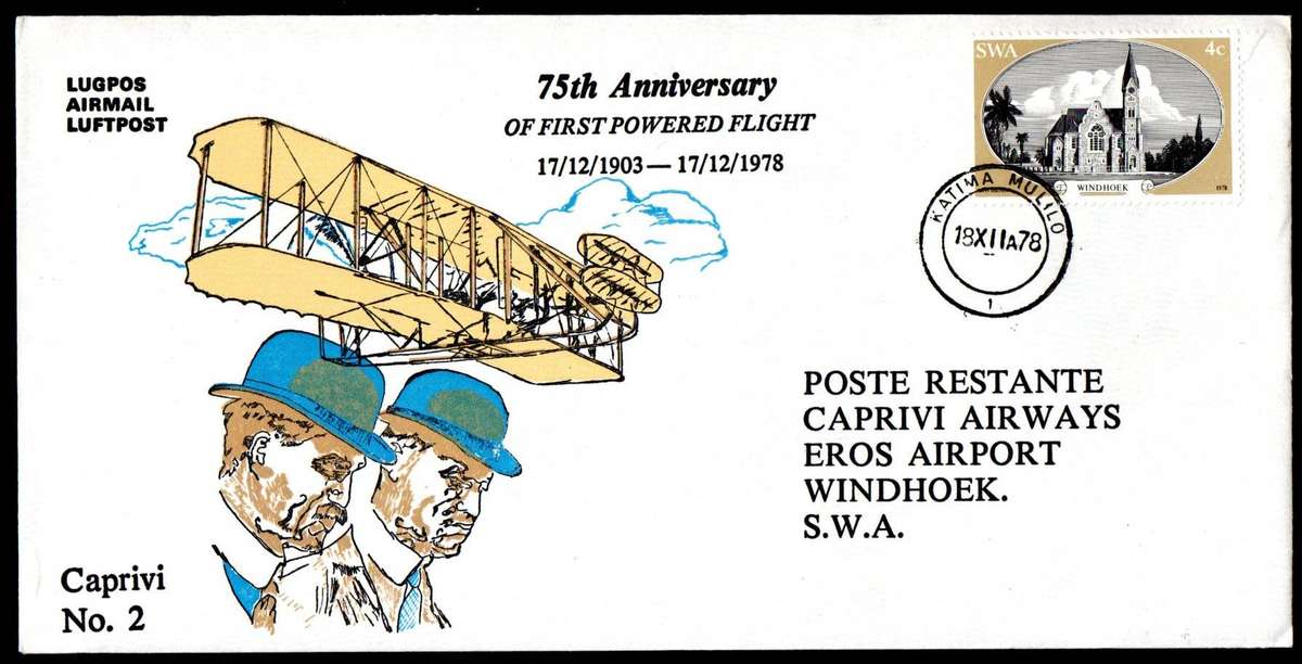 SWA/Namibia selection of (x6) flight covers/cards - as per scans.