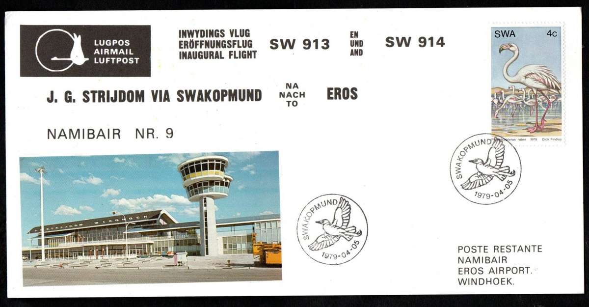 SWA/Namibia selection of (x6) flight covers/cards - as per scans.