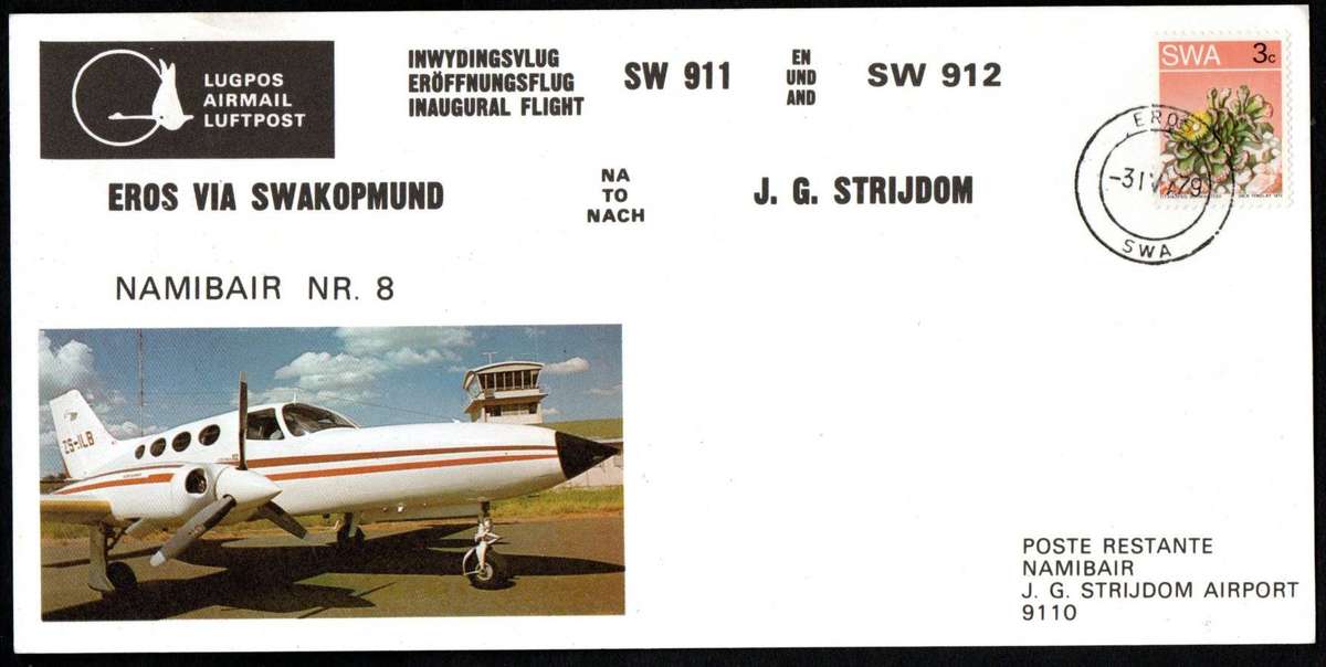 SWA/Namibia selection of (x6) flight covers/cards - as per scans.